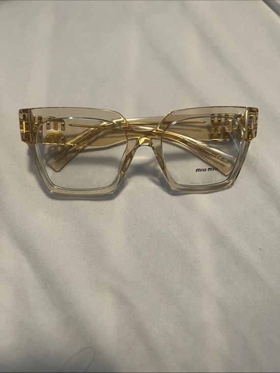 Miu Miu Accessories - Miu Miu Transparent Amber-Tinted Square Frame Glasses